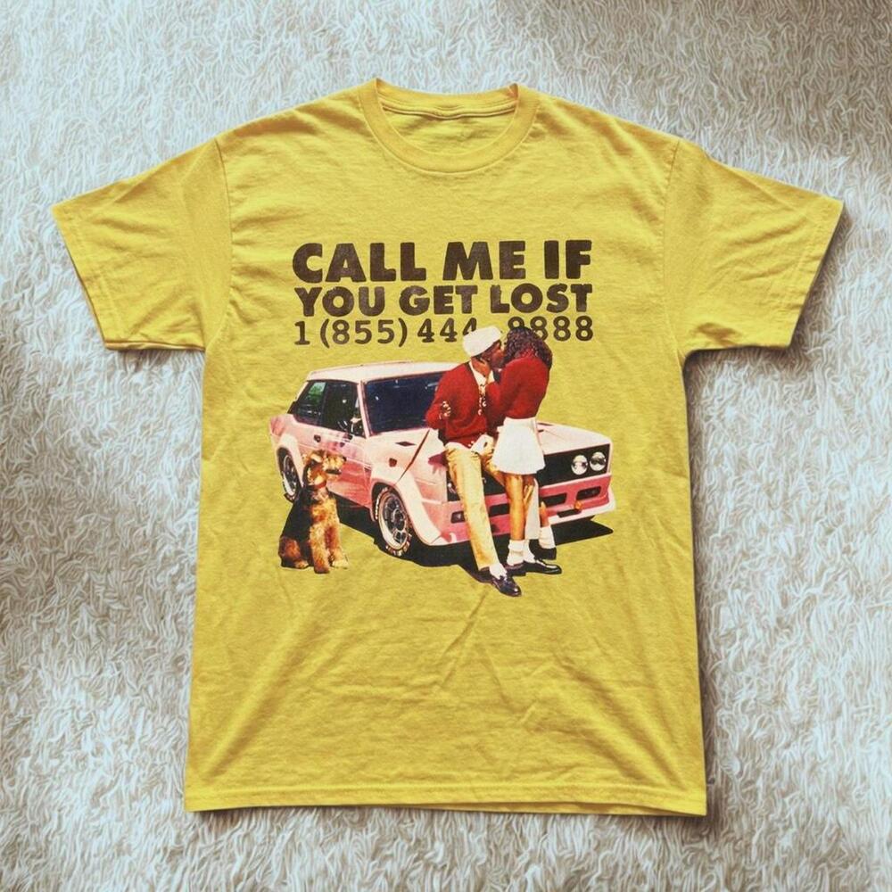 Yellow Graphic Tee With Call Me If You Get Lost Design